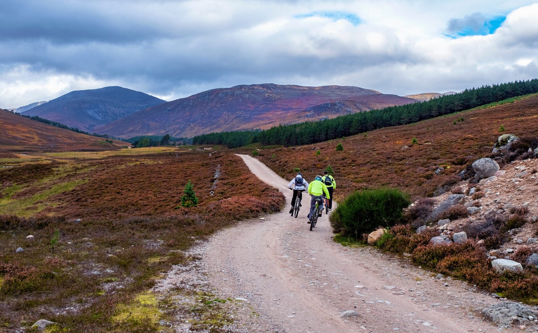 Cycling and bike riding in Cairngorms National Park, Scotland, U.K.