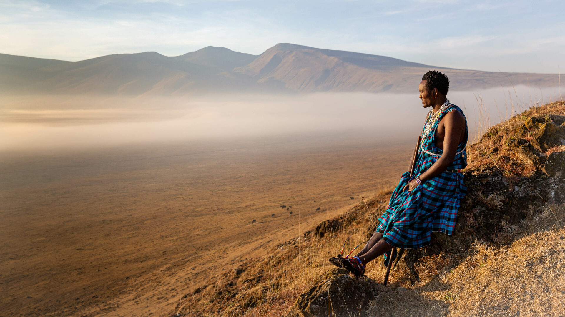 Maasai on the egde of Ngorongoro Crater, Tanzania