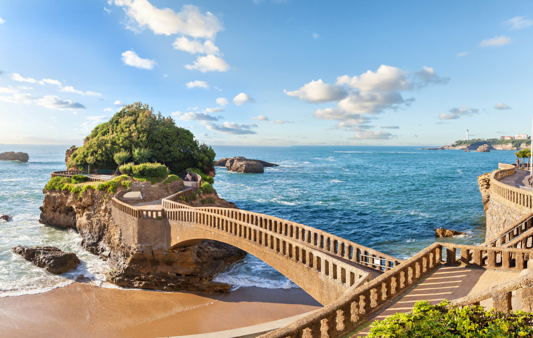 Bridge to the island in Biarritz, France