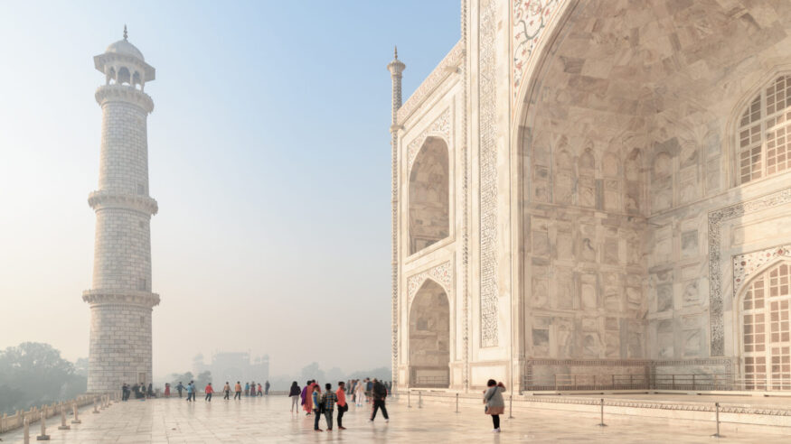 The Taj Mahal's intricate stonework 