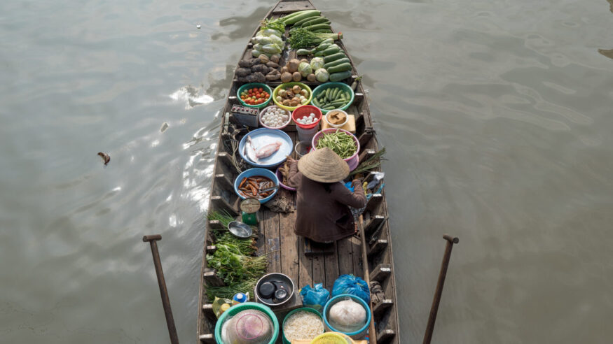 Sales woman on a Vietnam's floating market