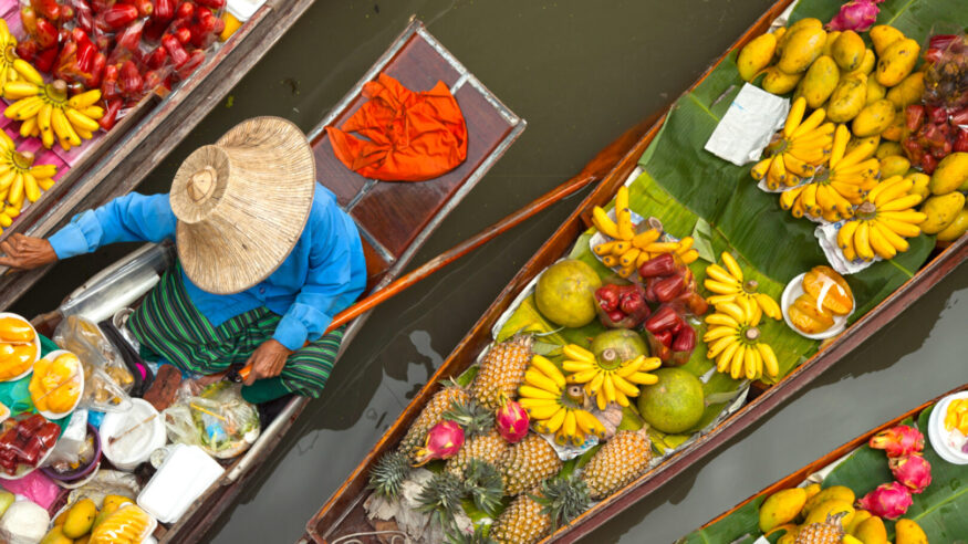 floating boats at floating market