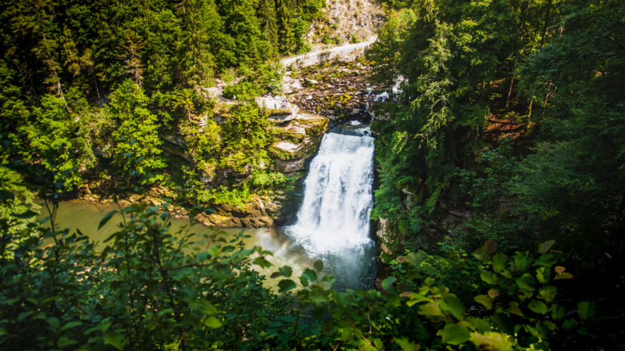 Doubs Falls on the Franco-Swiss border in France